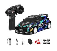 NULA Voiture télécommandée RC Drift D24 RTR 1:24 RTR 4WD High Speed avec pneus gyro, drift et course, effets de lumière LED (S4 bleu / D24-04)