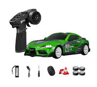 NULA Voiture télécommandée RC Drift D24 RTR 1:24 RTR 4WD High Speed avec pneus gyro, drift et course, effets de lumière LED (S3 vert / D24-01)