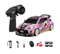 NULA Voiture télécommandée RC Drift D24 RTR 1:24 RTR 4WD High Speed avec pneus gyro, drift et course, effets de lumière LED (S3 rose/D24-04)