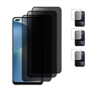 nulala 3+3 Pièces Protection d'écran Anti-Espion pour OPPO Realme C21 avec Caméra Arrière Protecteur, Anti-Rayures, Privacy Protecteur d'écran Film en Verre Trempé pour OPPO Realme C21