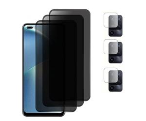 nulala 3+3 Pièces Protection d'écran Anti-Espion pour OPPO Realme C21 avec Caméra Arrière Protecteur, Anti-Rayures, Privacy Protecteur d'écran Film en Verre Trempé pour OPPO Realme C21