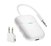 NULAXY Émetteur Bluetooth pour 2 AirPods ou appareils BT sans fil Bluetooth pour casque, adaptateur jack audio auxiliaire 3,5 mm pour avion, blanc
