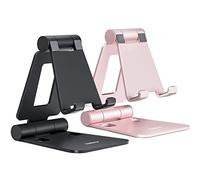 NULAXY Lot de 2 Supports de téléphone Portable Pliables Double - Entièrement réglables - Compatible avec iPhone 15 14 13 12 11 Pro XS Max XR X 8, Tous Les téléphones, Noir Or Rose