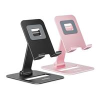Nulaxy Lot de 2 Supports de Téléphone Portable Pliables Doubles, Support de Téléphone Entièrement Réglable pour Bureau, Compatible avec iPhone 15 14 13 12 11, Tous Les Téléphones, Noir & Or Rose