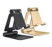NULAXY Lot de 2 Supports de téléphone Portable Pliables réglables Compatible avec iPhone 14 13 12 11 Pro XS XS Max XR X 8, Huawei, Galaxy, Tous Les téléphones Portables - Noir et doré