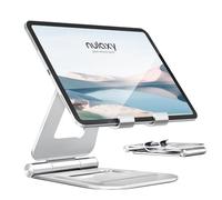 Nulaxy Support de Tablette Pliable Double, Support d'iPad Entièrement Réglable Accessoires pour Le Bureau Compatible avec iPad Pro Air Mini 2 3 4, Samsung Tab, iPhone Pro Max Plus, Plus - Argent