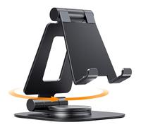 Nulaxy Support de téléphone Rotatif à 360 degrés, Support Phone Portable Pliable réglable, Accessoires de Bureau, Coque épaisse Compatible avec iPhone 15 14 13 12 X XR, Tous Les appareils 4-8', Noir
