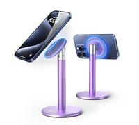 Nulaxy Support Magnétique Téléphone Aluminium, Support Réglable Rotatif 720°, Compatible iPhone/Android & Coques MagSafe, Inclut 1 Anneau Métallique pour Bureau/Maison, Violet