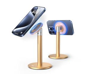 Nulaxy Support Magnétique Téléphone Aluminium, Support Rotatif 720°, Compatible iPhone/Android & Coques MagSafe, Inclut an Anneau Métallique pour Bureau/Maison, Or