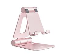 NULAXY Support Téléphone Réglable, Support Téléphone Bureau Pliable Portable Tablette Dock Compatible avec iPhone 15/14/13/12/11 Pro Max Mini XR X 8 Samsung Huawei d'autres Smartphones - Or Rose
