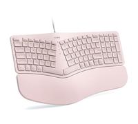 Nulea RT05C Clavier Ergonomique Filaire, Split Clavier avec Repose-Poignet Rembourré, Pieds Inclinables Réglables, Plug and Play, Cordon USB, Compatible Windows/Mac - Rose