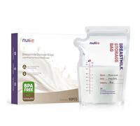 Nuliie Sachets de Conservation Lait Maternel Lot de 50, 250ml sachet conservation lait maternelle pré-stérilisés, sans BPA, double glissière de sécurité, sac congelation lait maternel