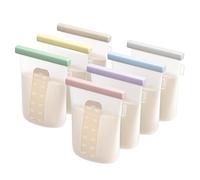 Nuliie Silicone Sachet Conservation Lait Maternelle Lot de 7, 12oz/360ml Doublement Étanches Sac Congelation Lait Maternel, Sans BPA Sacs à Lait Autoportants pour L'allaitement