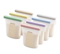 Nuliie Silicone Sachet Conservation Lait Maternelle Lot de 7, Doublement Étanches Sac Congelation Lait Maternel, Sans BPA Sacs à Lait Autoportants de 8oz/240ml pour L'allaitement