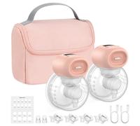 Nuliie Tire-lait électrique portable avec sac de rangement (lot de 2, blanc | Écran LED, 4 modes et 12 niveaux d'aspiration, tire-lait mains libres portable avec bride 14/17/20/24/27 mm