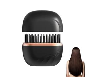 Nulira Mini Hair Straightener, Portable 2-in-1 Mini Cordless Hair Straightener Comb | 3-Speed Temperature Control Fast Heating, Anti-Scald Design for Home Travel (Black)