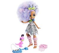 Null Cave Club poupée préhistorique articulée Bashley aux cheveux mauves avec figurine bébé dinosaure et accessoires, jouet pour enfant, GTH04