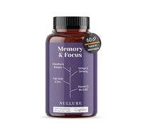Nullure Nootropique Mémoire et Concentration | Stimulant Cognitif · Énergie · Vivacité Mentale | Citicoline COGNIZIN + Ginkgo Biloba 6000mg + Bacopa Monnieri + Ginseng + Zinc | Sans Caféine | 60 cps.