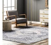Nuloom Analeia Tapis Lavable en Machine pour Salon, Chambre à Coucher, Salle à Manger, Motif Floral et Cachemire, 2,4 x 3 m, Bleu