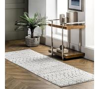 nuLOOM Blythe Tapis marocain - Tapis de Couloir de Transition Blanc et Noir/Noir pour Salon, Chambre à Coucher, Salle à Manger, entrée, Couloir, Cuisine (61 x 243 cm)