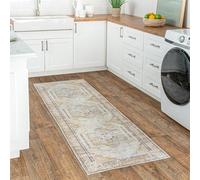 nuLOOM Glenda Tapis de Couloir à Motif médaillon délavé, Lavable en Machine, 0,8 x 2,4 m, Gris Clair