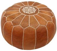 nuLOOM Handmade Moroccan Leather Filled Ottoman Pouf, 14" x 20" x 20", Brown
