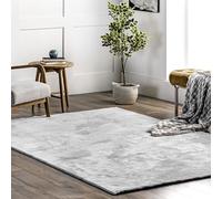 nuLOOM Loni Solid Machine Washable Shag Area Rug, 4' Square, Light Grey