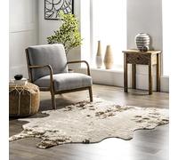 nuLOOM Marcia Tapis Lavable en Machine en Cuir de Vache synthétique Marron 12,7 x 17,8 cm