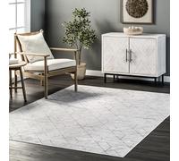 nuLOOM Regan Modern Geometric Machine Washable Area Rug, 5' x 8', Light Grey