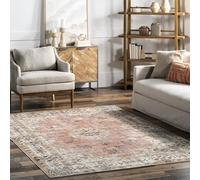 nuLOOM Ren Tapis Vintage à Motif Floral Lavable en Machine, pêche, 1,2 x 1,8 m