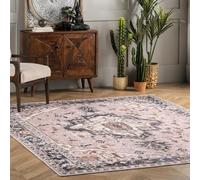 nuLOOM Sasha Tapis Ultra Fin Lavable en Machine, Motif médaillon, Rose, 12,7 x 20,4 cm