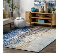 nuLOOM Tapis de sol abstrait, Collection Waterfall, style vintage, 152 cm x 243.8 cm, Bleu