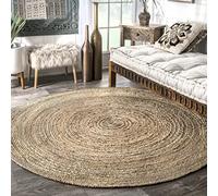 nuLOOM Tapis de sol Collection Rigo, en toile de Jute, tissé à la Main, style campagne, 180 cm, Rond