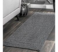 nuLOOM Wynn Tapis de Couloir tressé intérieur/extérieur - 0,7 x 3,6 m - Anthracite