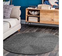 nuLOOM Wynn Tapis décoratif tressé intérieur/extérieur - Ovale - 0,9 x 1,5 m - Anthracite