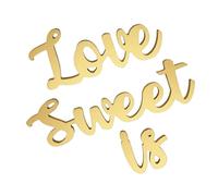 NULYLU 1 Set Lettres en Bois Décoratives Love is Sweet Or pour Décoration de Table de Mariage en Bois Dense Créant Une Atmosphère Romantique pour Fête de Mariage