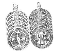 NULYLU 12 pièces Lot de Pendentifs Médailles Métal Saint Benoît Breloques pour Colliers et Décorations DIY Compacte et Cadeau Créatif pour Bracelets et Porte-clés