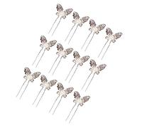 NULYLU 12pièces Épingles à Cheveux Forme De u Avec Design Strass Et Perles Accessoires Élégants Pour Coiffures De Mariage Et Occasions Spéciales