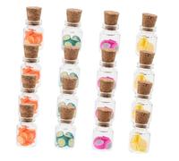 NULYLU 16 Ensembles Mini Pots Verre avec Tranches de Fruits Artificiels Bouteilles Décoratives pour Maison de Limon Fruits du Dragon Accessoires Ludiques pour Décoration de Micro