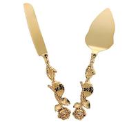 NULYLU 1ensemble Set de Découpe et Service Gâteau Zinc Doré Pelle à Gâteau Dentelée pour Mariage Fête Pizza et Pâtisserie Ustensiles de Cuisine Polyvalents pour Cérémonies et Événements