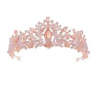 NULYLU 1pièce Couronne De Mariée Cristal Élégante Diadème Chic Pour Femmes Et Demoiselles Honneur Diamant Rose