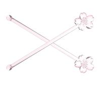 NULYLU 2 Bâtonnets Mélangeurs en Verre Rose pour Café et Glaces, Accessoires Décoratifs pour Cocktails, Adaptés la Plupart des Tasses, pour Mélanger Boissons et Jus Réutilisable