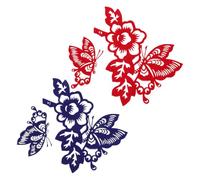 NULYLU 2 Pièces Accessoire Cheveux Confortable à Porter Prise Sécurisée en Papier Rouge et Bleu Style Vintage Chinois pour Cosplay Hanfu et Célébrations Chinoises