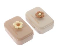 NULYLU 2ensembles Étui à Lentilles De Portable avec Outils Boîte Cosmetique à Lunettes Mignonne pour Femmes Couleurs Douces Et Lait pour Voyager Et
