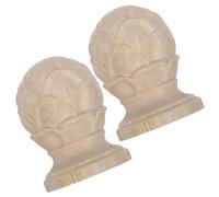 NULYLU 2pcs Fleurons de Poteau en Bois Sculpté Forme Lotus pour Barre de Rideau et Clôture, Beige, Robustes et Solide, Décoratifs pour Usage Extérieur et Bricolage