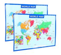 NULYLU 2pcs Grosse Carte Monde Murale en Papier UV Léger pour Éducation Préscolaire Garçon et Filles Décoration Créative Chambre