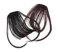 NULYLU 2pièces Frange à Clips Invisible Extensions De Fausse Frange Pour Femmes Postiche Naturel Avec Temples Accessoire De Coiffure Pratique Et Ajustable Foncé Et Naturel