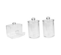 NULYLU 3 pièces Boîte de Rangement Transparente pour Coton Tige de Conteneur Élégant pour Boules de Coton et Accessoires de Beauté pour Salle de Bain et Coiffeuse