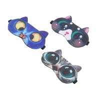 NULYLU 3pièces Masque De Sommeil Animaux Mignons Masque Occultant Pour Femmes Modèles De Chats Sourcils Blancs