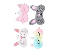 NULYLU 4pièces Masque de Sommeil Lot Corne de Licorne et Motif Lapin Cache-yeux pour Bloquer la Lumière Voyage Maison Sieste